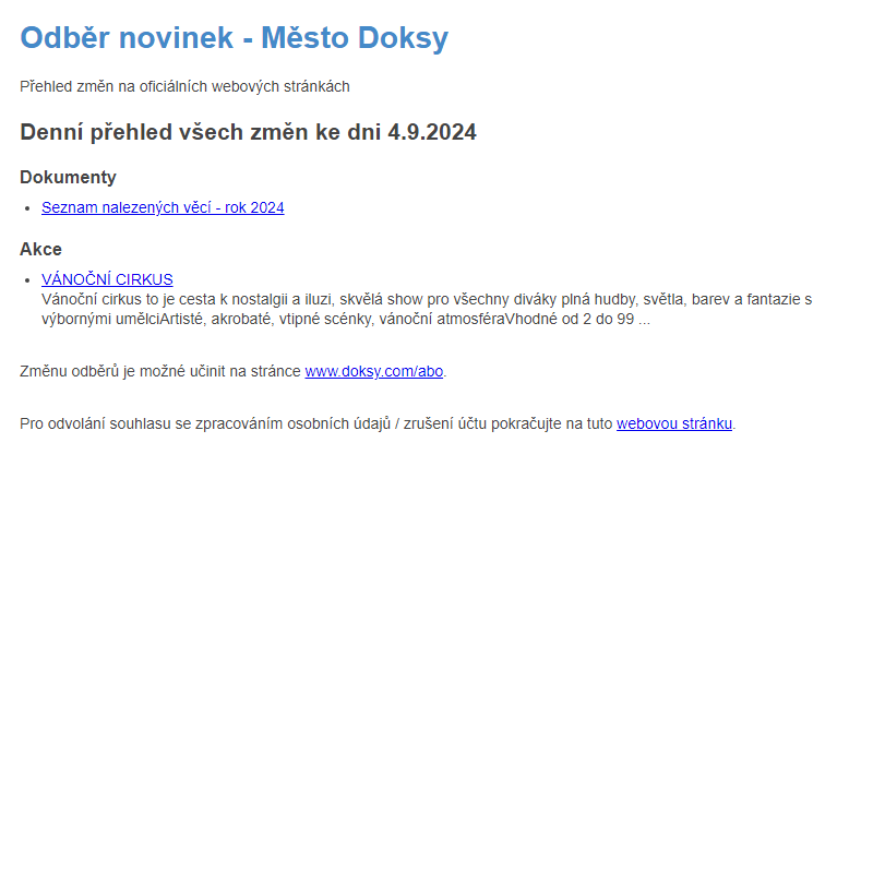 Odběr novinek ze dne 4.9.2024