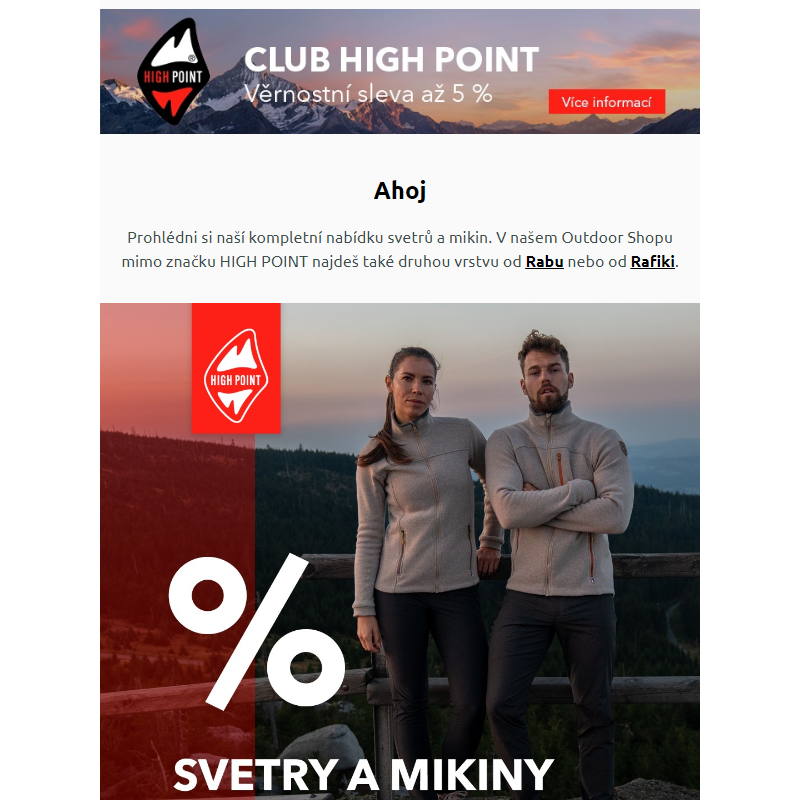 Svetry a mikiny až za -50% + akční nabídka triček