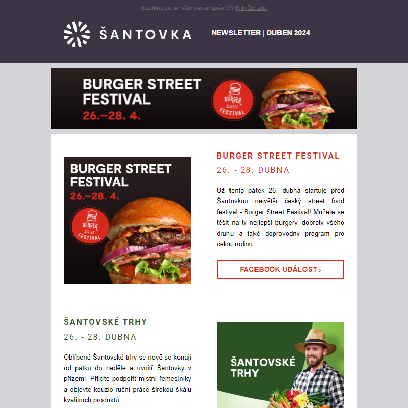 Burger Street Festival, Šantovské trhy a další novinky! _