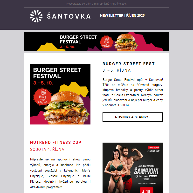 _ Burger Street Festival, Nutrend Fitness Cup a další novinky a akce! 
