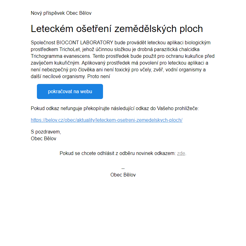 Leteckém ošetření zemědělských ploch