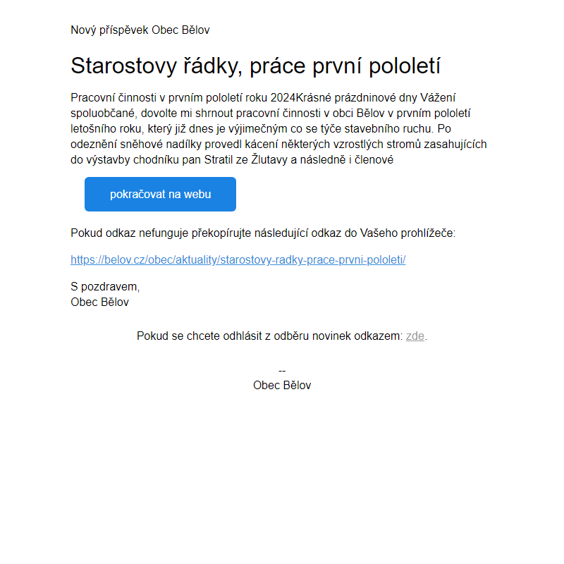 Starostovy řádky, práce první pololetí