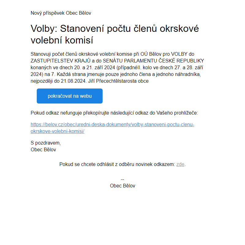 Volby: Stanovení počtu členů okrskové volební komisí