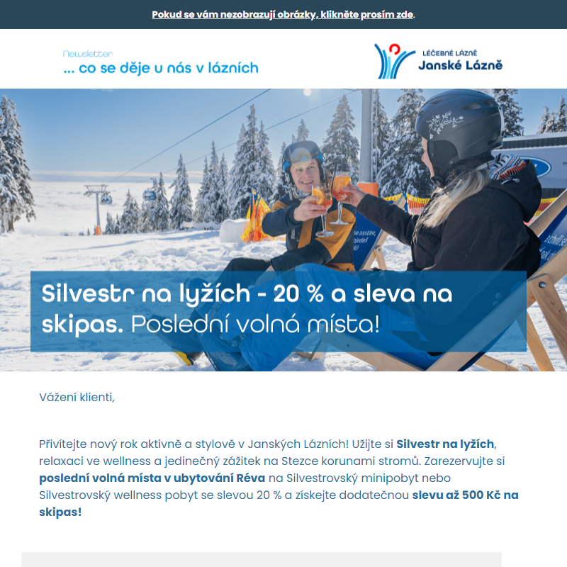 Silvestr na lyžích -20% a sleva na skipas. Poslední volná místa!