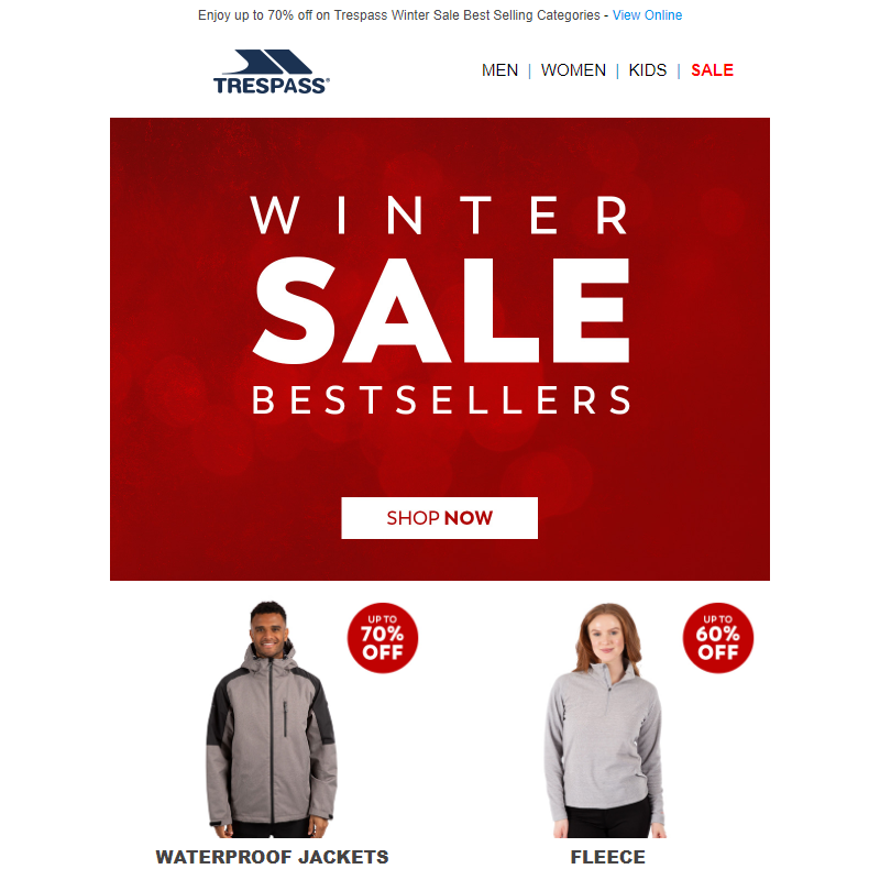 Up to 70% off Winter Sale