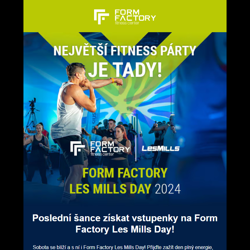 Poslední šance získat vstupenky na Form Factory Les Mills Day