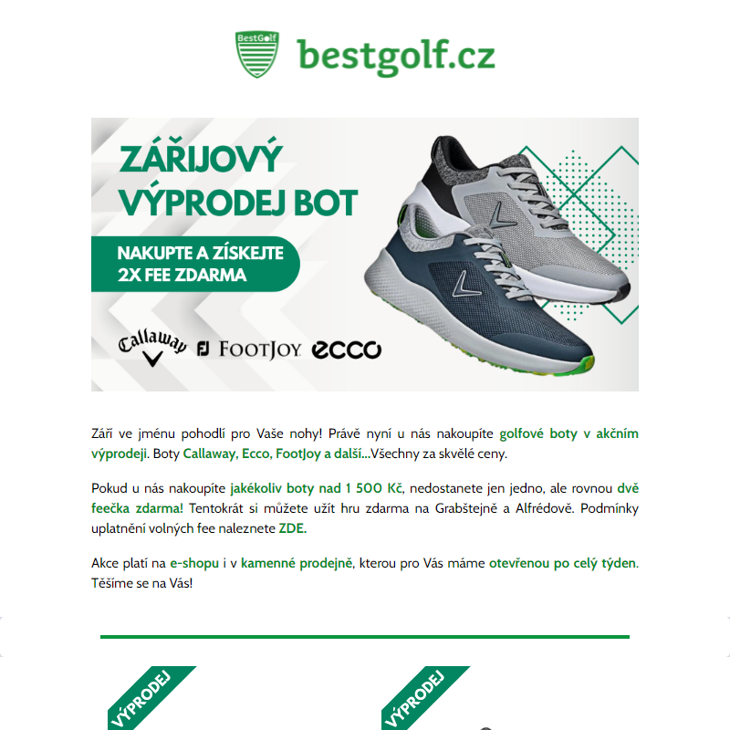 Výprodej golfových bot + dvě feečka jako dárek