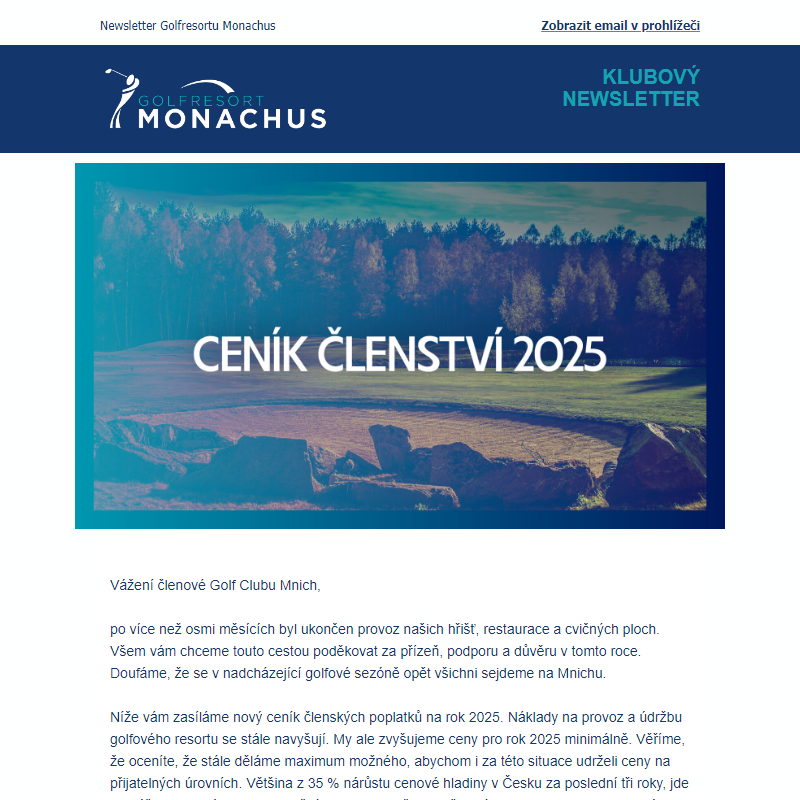 Novinky z Mnichu - ceník členství 2025