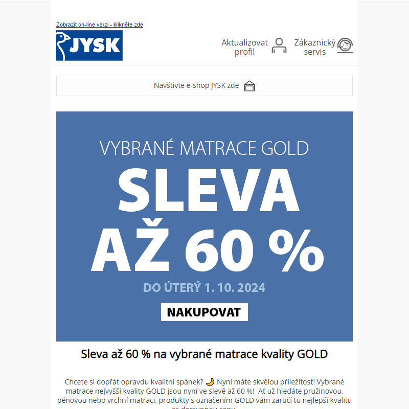 _ Matrace kvality GOLD: sleva až 60 %. 