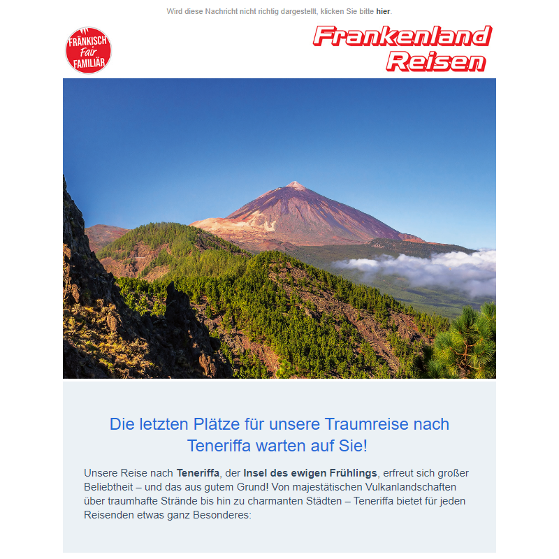 Die letzten Plätze für unsere Traumreise nach Teneriffa warten auf Sie! 