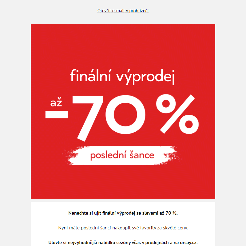 Poslední šance! Final sale až -70 % _