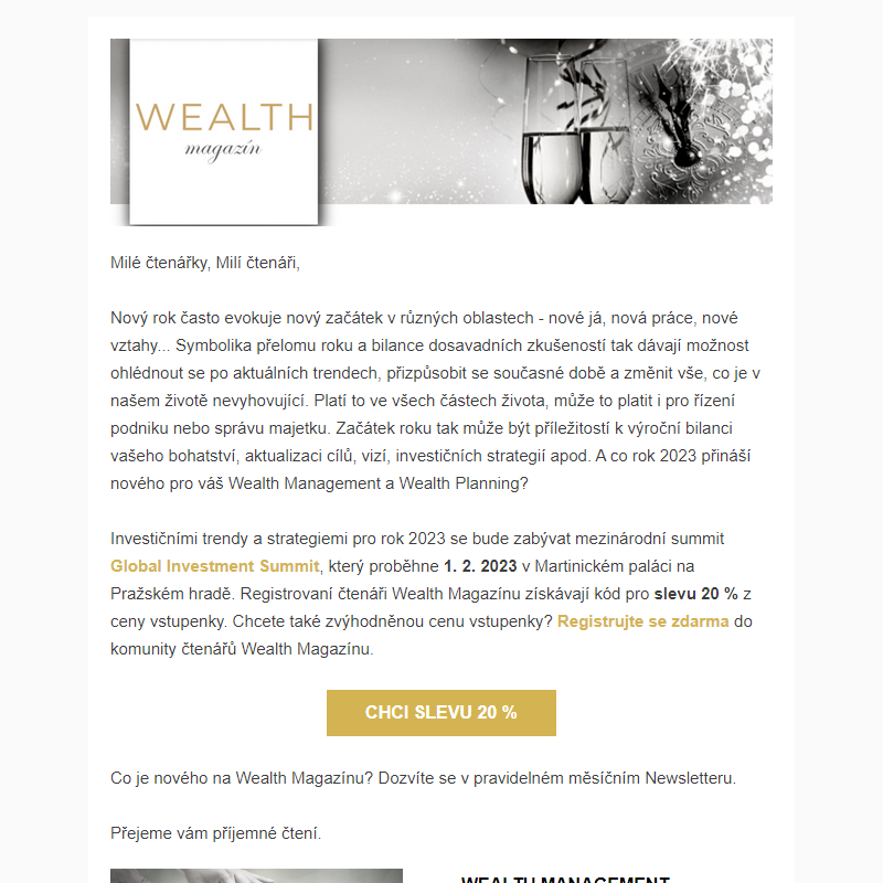 _ Wealth Magazín - News 01/2023 + pozvánka na Global Investment Summit