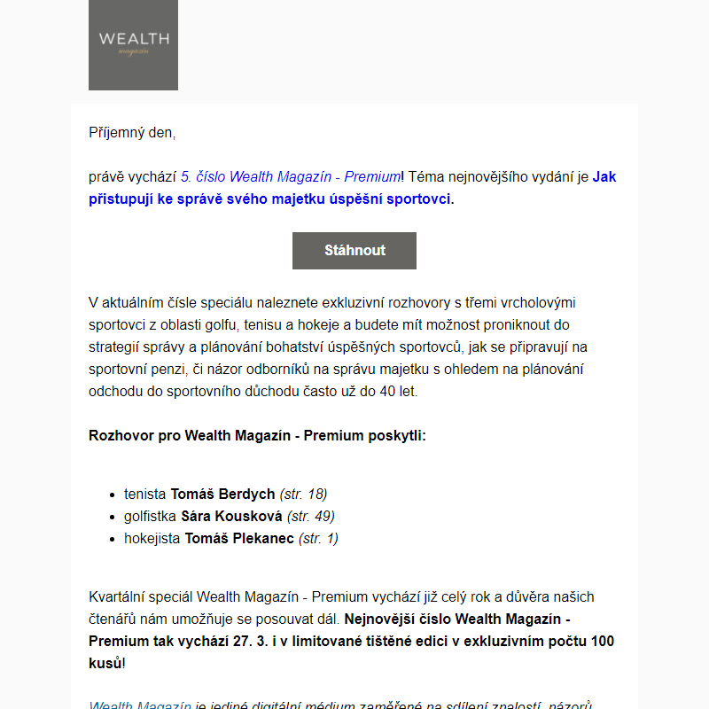 Wealth Magazín - Premium: 5. číslo 1/2023