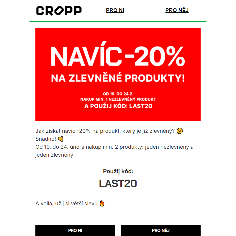 Navíc -20% na zlevněné produkty ____