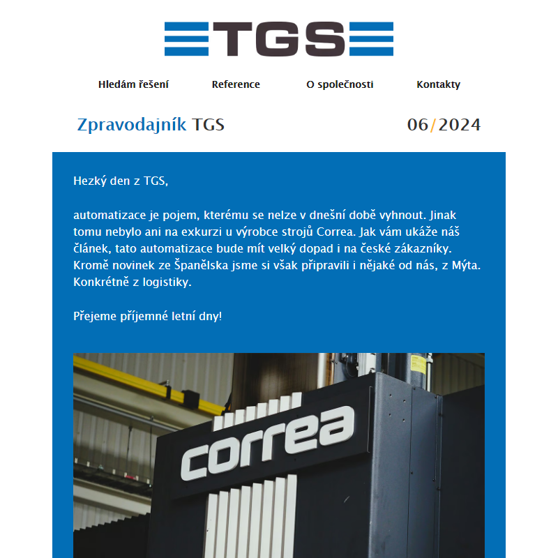 Logistika v TGS a automatizace v Correa