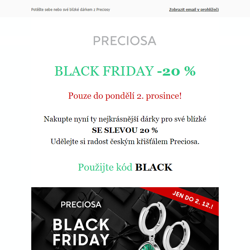 Black Friday: SLEVA 20 % jen do 2. prosince!