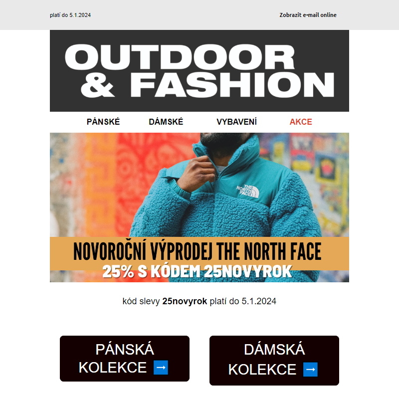 Novoroční výprodej The North Face, sleva 25% na vše