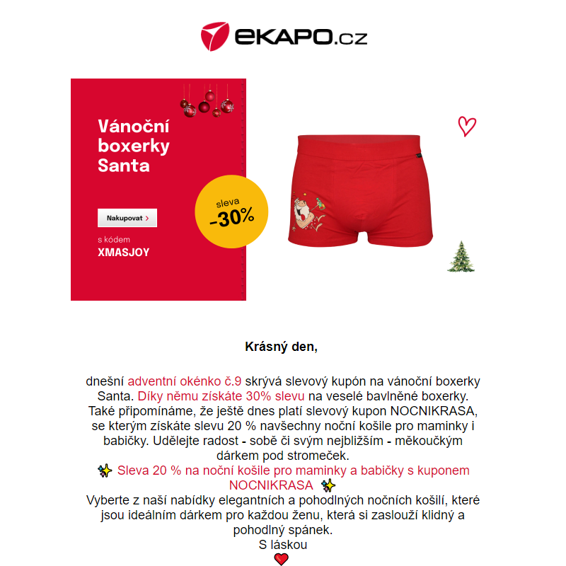 Vánoční boxerky s 30% slevou? Ano, právě dnes!_