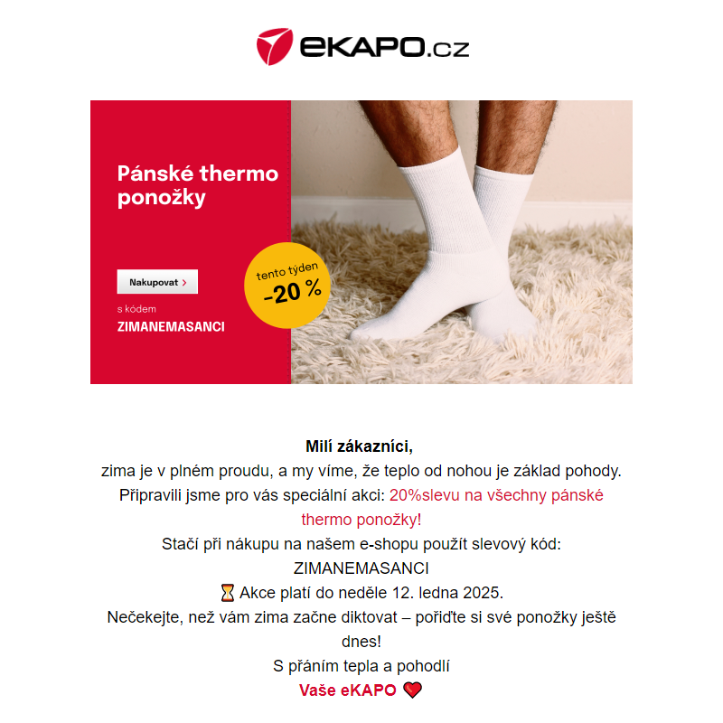 Sleva 20 % na pánské thermo ponožky – zahřejte se v zimě!