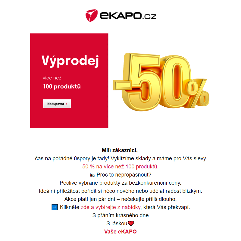 _ Výprodej 50 % na více než 100 produktů! _