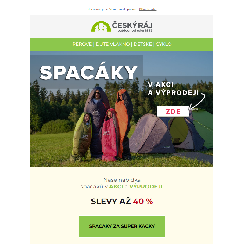 Slevy až 40 % na spacáky __