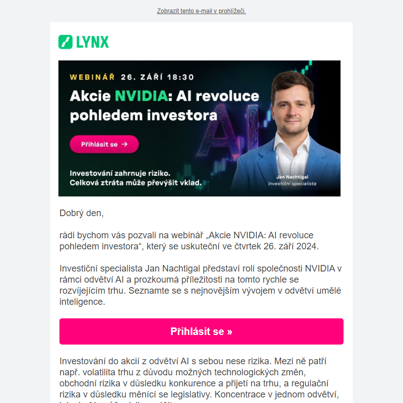 [Webinář] Akcie NVIDIA: AI revoluce pohledem investora