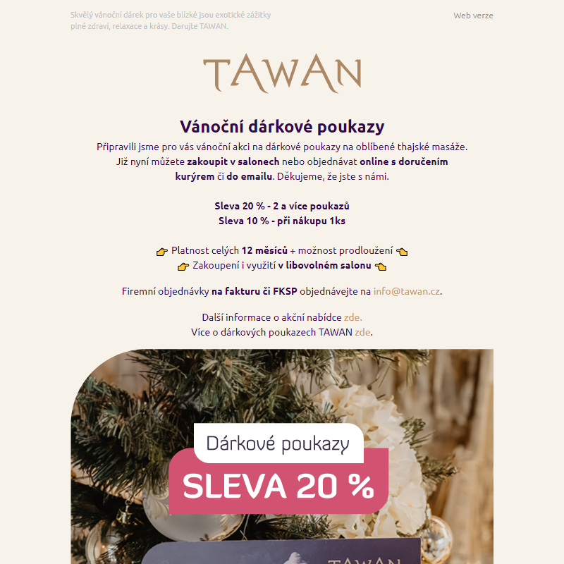 Vánoční dárkové poukazy - Sleva 20 % __