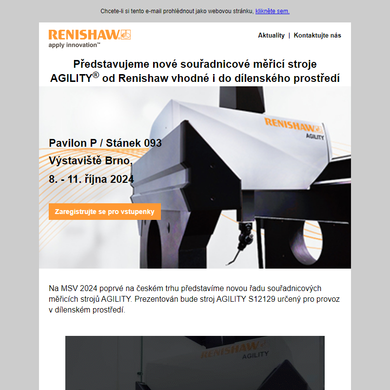 Naše první představení systémů AGILITY® CMM na MSV 2024