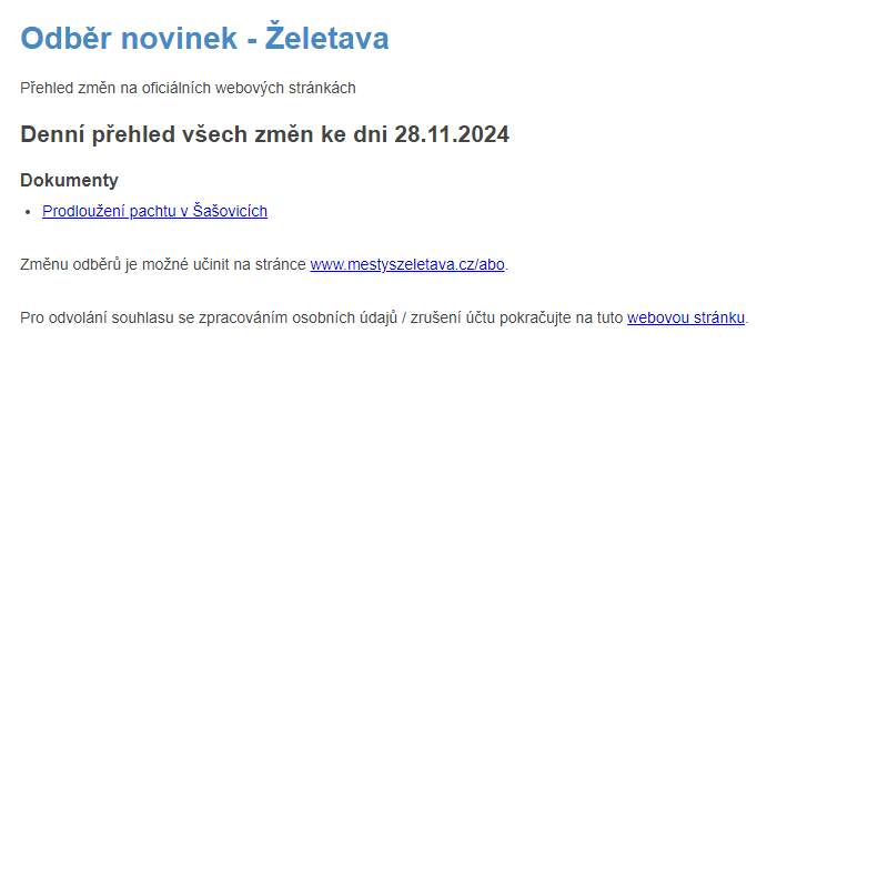 Odběr novinek ze dne 28.11.2024