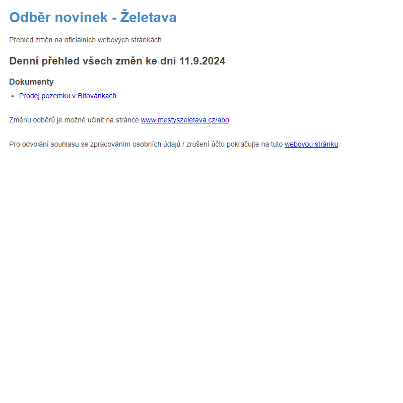 Odběr novinek ze dne 11.9.2024