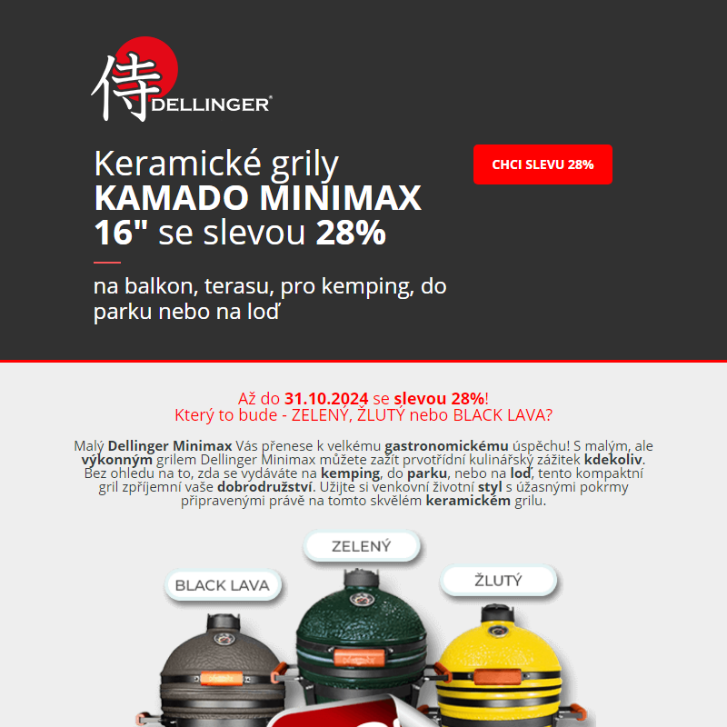 Grily Kamado MINIMAX se slevou 28%! Grilujte s grilem od Dellinger!