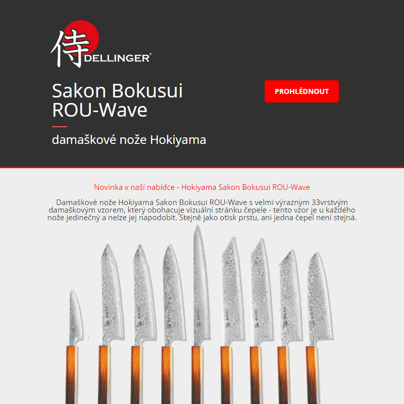 _ Novinka v Dellinger - damaškové nože Hokiyama Sakon Bokusui ROU-Wave _