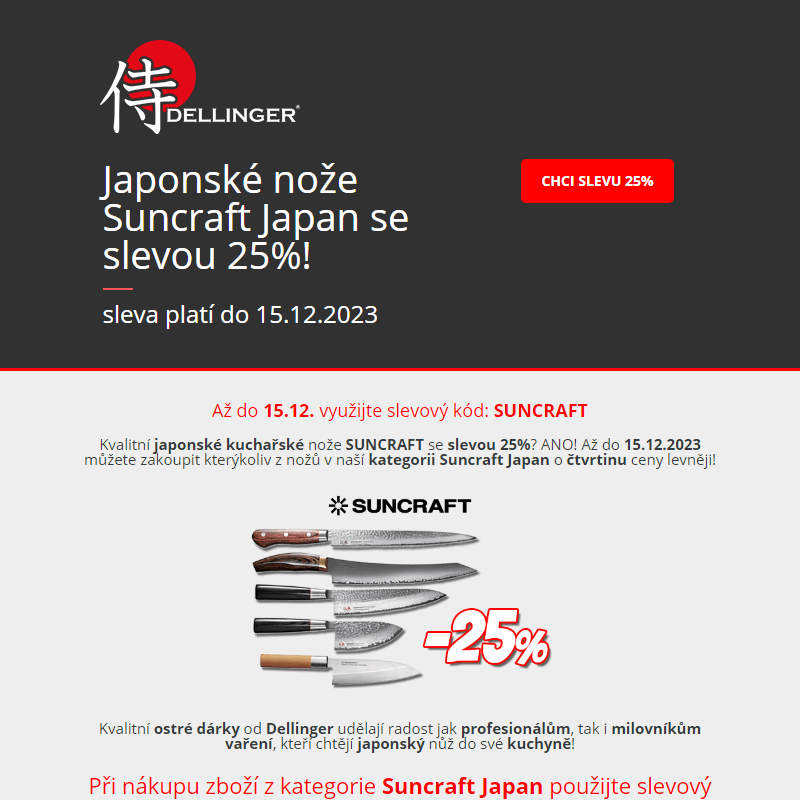 _ SLEVA 25% - japonské nože Suncraft Japan - ostré dárky od Dellinger! _