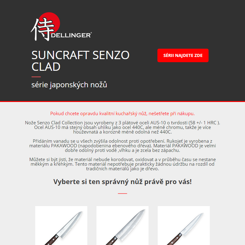 _ Série SUNCRAFT Senzo Clad - japonské nože do vaší kuchyně! _
