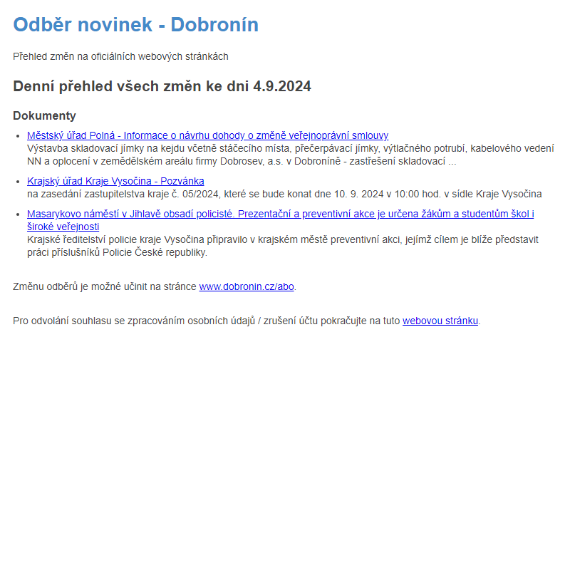 Odběr novinek ze dne 4.9.2024