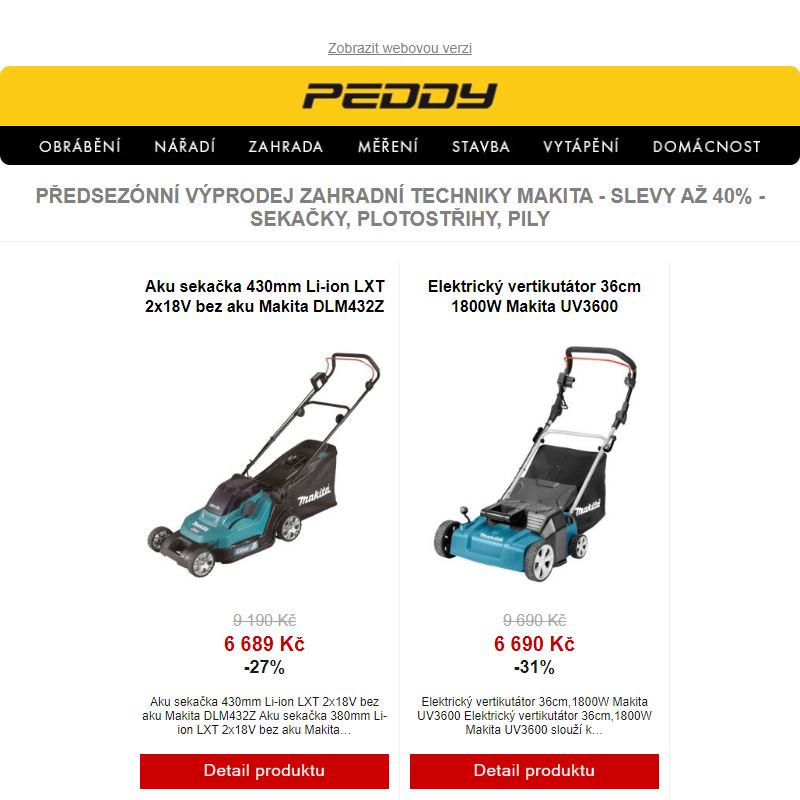 Předsezónní výprodej zahradní techniky MAKITA - Slevy až 40% - Sekačky, plotostřihy, pily