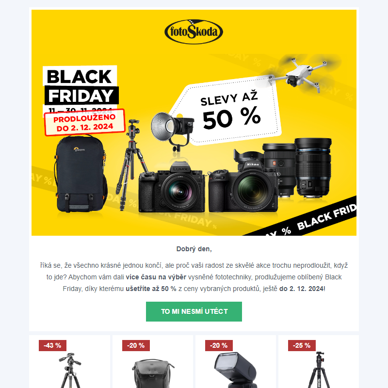 Prodlužujeme Black Friday: Ušetřete až 50 %!