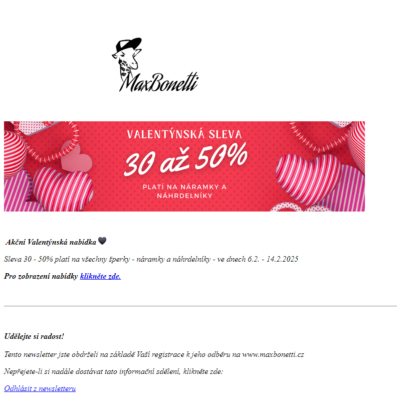 Valentýnská sleva 30 - 50% na šperky