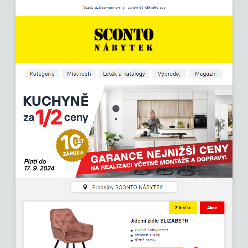 __Nový leták SCONTO: Kuchyně za 1/2 ceny, garance nejnižší ceny a -20% na doplňky do kuchyně.