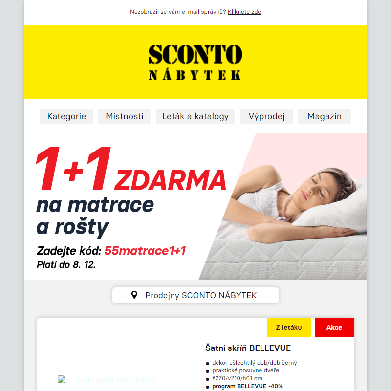 __Nový leták SCONTO: 1+1 zdarma na matrace a rošty.