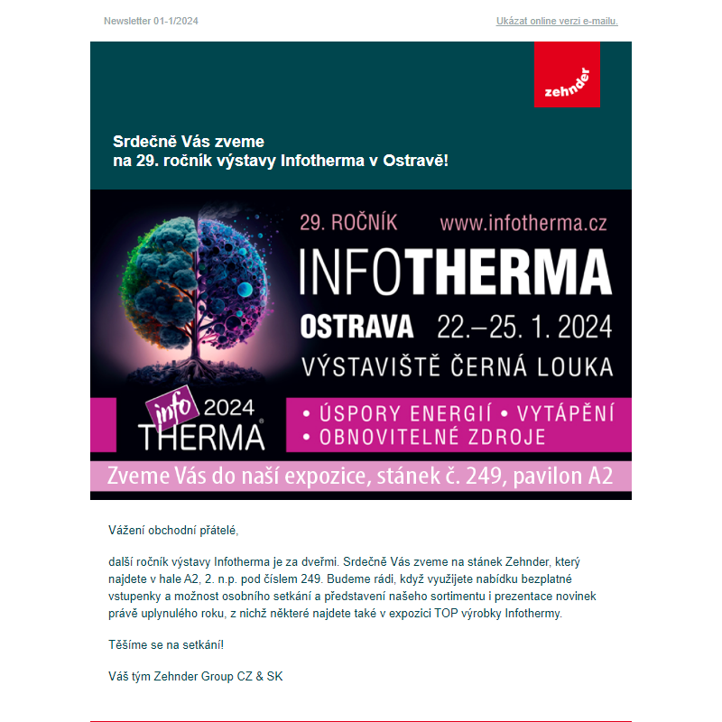 Pozvánka na 29. ročník výstavy Infotherma v Ostravě