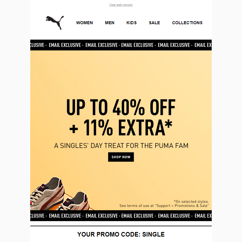 Exclusive: Up to 40% OFF + 11% EXTRA*
