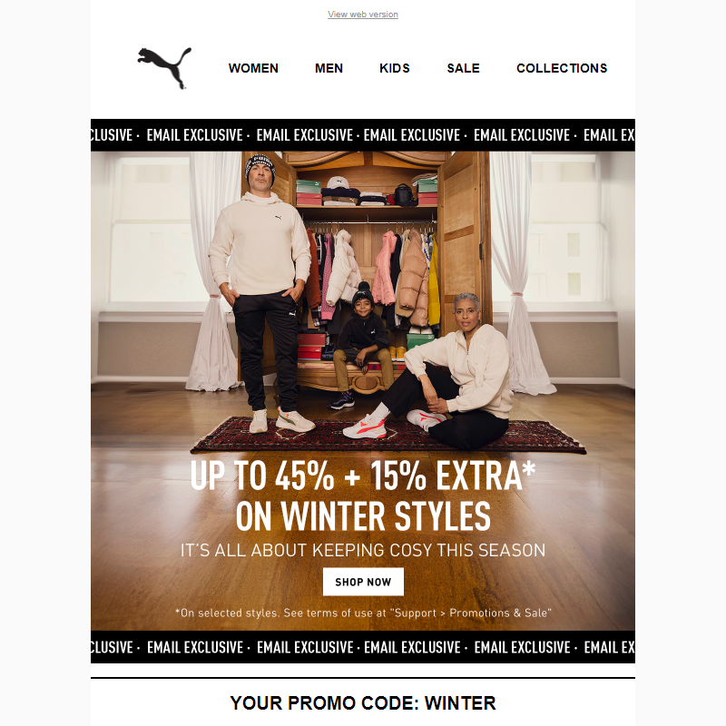 NOW LIVE: Up to 45% OFF + 15% EXTRA* On Winter Wear