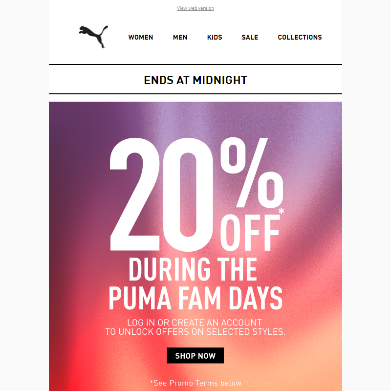 Use Your 20% OFF* Before Midnight