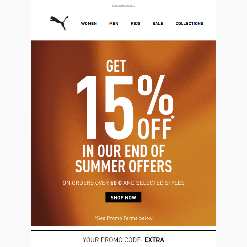 Your 15% OFF: Shop End of Summer Deals Online