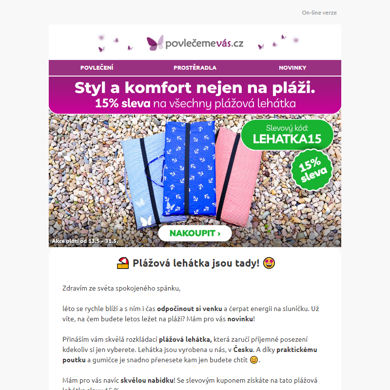 _ Plážová lehátka s 15% slevou