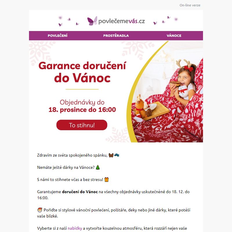 Garance doručení do vánoc