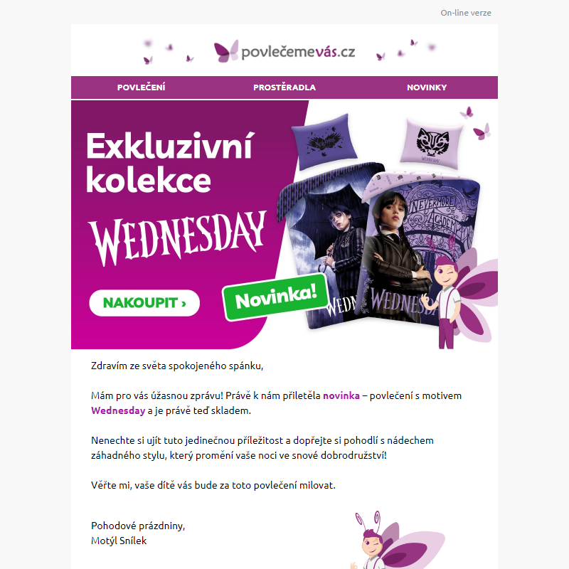 _ Povlečení Wednesday právě skladem