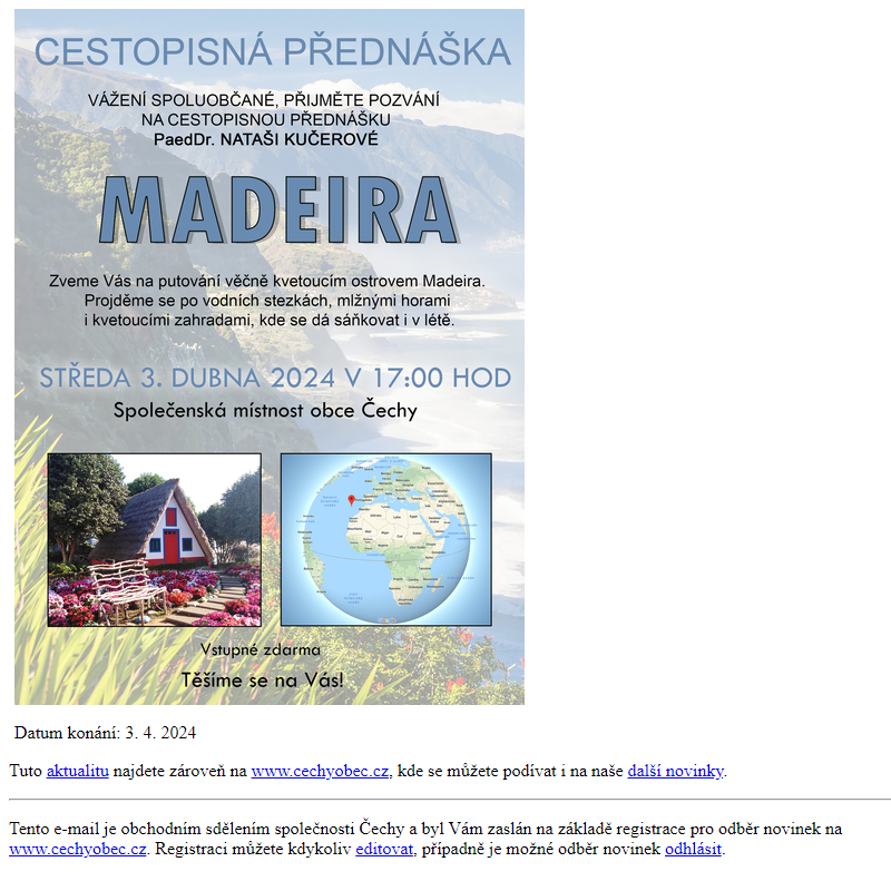 Cestopisná přednáška - Madeira
