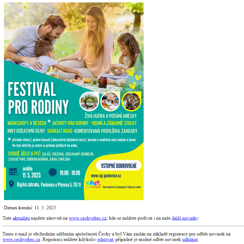 Pavlovice u Přerova - Festival pro rodiny